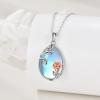 YFN Moonstone Necklace Sterling Silver Rose Flower Moonstone Leaves Pendant Necklace Jewelry Gifts for Women(Silver-Moonstone Necklace with Rose Flower)