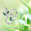 YFN Open Leaf Leaves Enamel Rings Sterling Silver Adjustable Branch Ring Jewelry Gifts for Women Mother(Silver- Adjustable Leaf Ring)