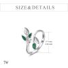 YFN Open Leaf Leaves Enamel Rings Sterling Silver Adjustable Branch Ring Jewelry Gifts for Women Mother(Silver- Adjustable Leaf Ring)