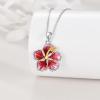 YFN Peony/Hibiscus Flower Pendant Necklace Sterling Silver Enamel Flower Jewelry Gifts for Women Mother Gifts(Silver-Hibiscus Flower Necklace)
