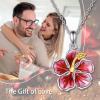 YFN Peony/Hibiscus Flower Pendant Necklace Sterling Silver Enamel Flower Jewelry Gifts for Women Mother Gifts(Silver-Hibiscus Flower Necklace)