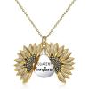 Sterling Silver Sunflower Locket Necklace You Are My Sunshine Engraved Pendant Necklaces Anniversary Jewelry for Her(A- Gold)