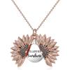 Sterling Silver Sunflower Locket Necklace You Are My Sunshine Engraved Pendant Necklaces Anniversary Jewelry for Her(A- Rose Gold)