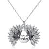 Sterling Silver Sunflower Locket Necklace You Are My Sunshine Engraved Pendant Necklaces Anniversary Jewelry for Her(A- Silver)