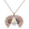 Sterling Silver Sunflower Locket Necklace You Are My Sunshine Engraved Pendant Necklaces Anniversary Jewelry for Her(B-Sunrise-Rose Gold)