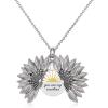 Sterling Silver Sunflower Locket Necklace You Are My Sunshine Engraved Pendant Necklaces Anniversary Jewelry for Her(B-Sunrise-Silver)