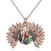 Sterling Silver Sunflower Locket Necklace You Are My Sunshine Engraved Pendant Necklaces Anniversary Jewelry for Her(D-Photo Locket- Rose Gold)