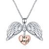 Sterling Silver Sunflower Locket Necklace You Are My Sunshine Engraved Pendant Necklaces Anniversary Jewelry for Her(E-Angel Wing-Silver)