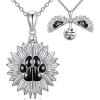 Sterling Silver Sunflower Locket Necklace You Are My Sunshine Engraved Pendant Necklaces Anniversary Jewelry for Her(Paw Print)