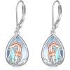 YFN Bee/Flower/Hummingbird Bird Moonstone Earrings 925 Sterling Silver Teardrop Dangle Hypoallergenic Leverback Earring for Women(Silver-Axolotl Earrings)