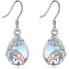 YFN Bee/Flower/Hummingbird Bird Moonstone Earrings 925 Sterling Silver Teardrop Dangle Hypoallergenic Leverback Earring for Women(Silver-Dog with Women Earrings)