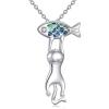 YFN Cat Necklace Sterling Silver Jewelry for Women Cat Jewelry Gifts(Cat Necklace with Fish)