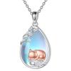 YFN Cat Necklace Sterling Silver Jewelry for Women Cat Jewelry Gifts(Cat Necklace with Moonstone)