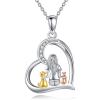 YFN Cat Necklace Sterling Silver Jewelry for Women Cat Jewelry Gifts(Silver-Cat Dog Necklace)