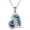 YFN Cat Necklace Sterling Silver Jewelry for Women Cat Jewelry Gifts(Silver-Cat Necklace with Abalone)