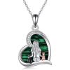 YFN Cat Necklace Sterling Silver Jewelry for Women Cat Jewelry Gifts(Silver-Cat Necklace with Malachite)