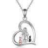 YFN Cat Necklace Sterling Silver Jewelry for Women Cat Jewelry Gifts(Silver-Two Cat Necklace)