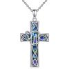 YFN Celtic Cross Necklace Sterling Silver Religious Cross Pendant Abalone Shell Cross Jewelry Christian Gift for Women Men(A. Chai)