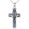 YFN Celtic Cross Necklace Sterling Silver Religious Cross Pendant Abalone Shell Cross Jewelry Christian Gift for Women Men(A. Claddagh)