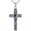 YFN Celtic Cross Necklace Sterling Silver Religious Cross Pendant Abalone Shell Cross Jewelry Christian Gift for Women Men(A. Star of David)