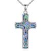 YFN Celtic Cross Necklace Sterling Silver Religious Cross Pendant Abalone Shell Cross Jewelry Christian Gift for Women Men(A. Witches Knot)