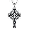 YFN Celtic Cross Necklace Sterling Silver Religious Cross Pendant Abalone Shell Cross Jewelry Christian Gift for Women Men(C. Celtic)