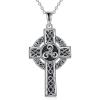YFN Celtic Cross Necklace Sterling Silver Religious Cross Pendant Abalone Shell Cross Jewelry Christian Gift for Women Men(C. Triskele)
