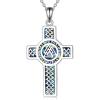 YFN Celtic Cross Necklace Sterling Silver Religious Cross Pendant Abalone Shell Cross Jewelry Christian Gift for Women Men(D. Viking Valknut)