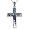 YFN Cross Necklace Sterling Silver Mountain and Ocean Pendant Religious Jewelry Gifts for Women Men(Lighthouse)