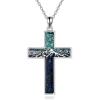 YFN Cross Necklace Sterling Silver Mountain and Ocean Pendant Religious Jewelry Gifts for Women Men(Mountain Cross)