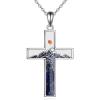 YFN Cross Necklace Sterling Silver Mountain and Ocean Pendant Religious Jewelry Gifts for Women Men(Mustard Seed Cross Mountain)