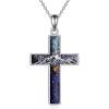YFN Cross Necklace Sterling Silver Mountain and Ocean Pendant Religious Jewelry Gifts for Women Men(Mustard Seed Mountain Cross)