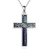 YFN Cross Necklace Sterling Silver Mountain and Ocean Pendant Religious Jewelry Gifts for Women Men(Ocean Cross)