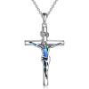 YFN Cross Necklace Sterling Silver Religious Cross Pendant Christians Jewelry Gifts for Women Men(Crucifix 01)