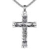 YFN Cross Necklace Sterling Silver Religious Cross Pendant Christians Jewelry Gifts for Women Men(Crucifix 03)