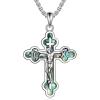 YFN Cross Necklace Sterling Silver Religious Cross Pendant Christians Jewelry Gifts for Women Men(Crucifix 04)