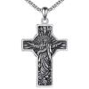 YFN Cross Necklace Sterling Silver Religious Cross Pendant Christians Jewelry Gifts for Women Men(Crucifix 05)