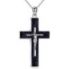 YFN Cross Necklace Sterling Silver Religious Cross Pendant Jewelry Christian Gifts for Women Men(A. Crucifix Black Tourmaline)