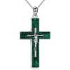 YFN Cross Necklace Sterling Silver Religious Cross Pendant Jewelry Christian Gifts for Women Men(A. Crucifix Green Malachite)