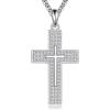 YFN Cross Necklace Sterling Silver Religious Cross Pendant Jewelry Christian Gifts for Women Men(A. White Cubic zirconia)