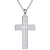 YFN Cross Necklace Sterling Silver Religious Cross Pendant Jewelry Christian Gifts for Women Men(A. White Opal)