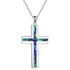 YFN Cross Necklace Sterling Silver Religious Cross Pendant Jewelry Christian Gifts for Women Men(B. Abalone Shell Piece)