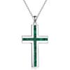 YFN Cross Necklace Sterling Silver Religious Cross Pendant Jewelry Christian Gifts for Women Men(B. Green Malachite)