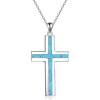 YFN Cross Necklace Sterling Silver Religious Cross Pendant Jewelry Christian Gifts for Women Men(B. Turquoise Piece)