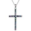 YFN Cross Necklace Sterling Silver Religious Cross Pendant Jewelry Christian Gifts for Women Men(C. Abalone Shell)