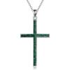 YFN Cross Necklace Sterling Silver Religious Cross Pendant Jewelry Christian Gifts for Women Men(C. Green Malachite)