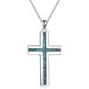 YFN Cross Necklace Sterling Silver Turquoise Cross Pendant Religious Jewelry Gifts for Women Men