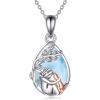YFN Dog Pendant Necklace Sterling Silver Keepsake Dogs Lover Memorial Gifts for Women, Moonstone/Turquoise/Larimar Necklace Jewelry(Silver-Larimar Dog Necklace)