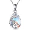 YFN Dog Pendant Necklace Sterling Silver Keepsake Dogs Lover Memorial Gifts for Women, Moonstone/Turquoise/Larimar Necklace Jewelry(Silver-Moonstone Dog Necklace)
