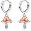 YFN Hoop Earrings with Cat Hummingbird Bird Horse Snake Mountain Dinosaur Earrings Sterling Silver for Sensitive Ears Cute Animal Hoops Gifts for Women(Silver-Mushroom Hoop Earrings)